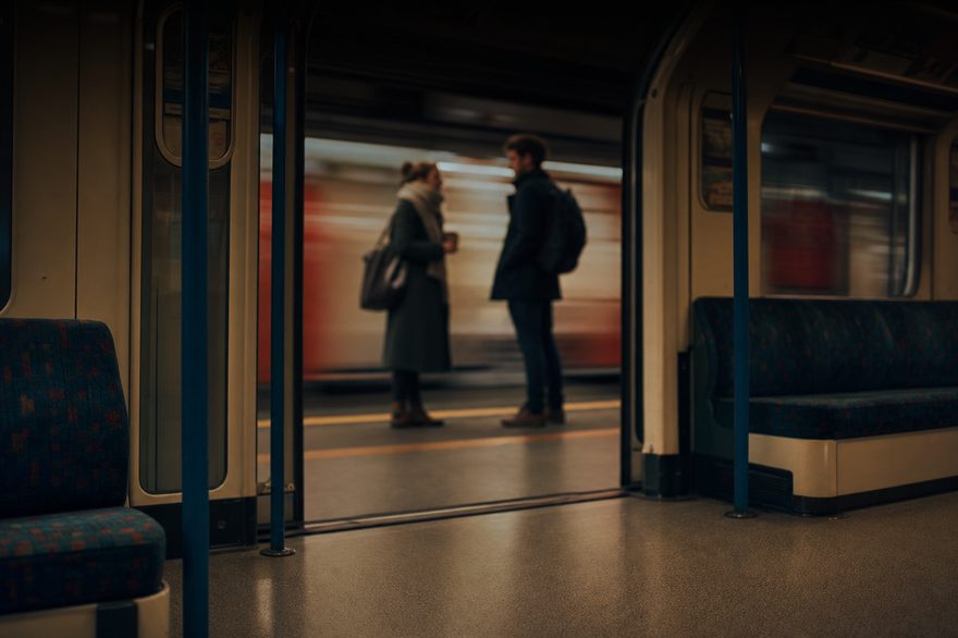 Talking on a busy Tube carriage